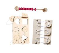 Ysyqkn Ensemble de 3 Planches Sensorielles En Bois pour Enfants, Assortiment de formes et perle et bouton Abacus