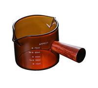 Ysyqkn Espresso Double Bec Récipient Verre Poignée Bois Résistant Graduation Précise Fonction Économique Utilisation Cafetière Maison, ambre, 5.5x6cm