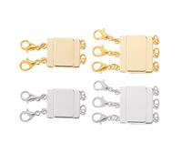 Ysyqkn Fermoir à Chaîne, Fermoir Magnétique Multi-chaînes, Anneau Séparateur Multi-Rangs, Or Argent 4pcs