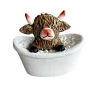 Ysyqkn Figurine Vache Cow Figurine Statue Animale Résine Expression Vraie Décoration Étagère Bureau Convient Salon Chambre Collection Cadeau, A