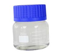 Ysyqkn Flacon Réactif Corps Rond en Verre Résistant Bouchon Bleu Large Ouverture Stockage Liquides Convient aux Laboratoires Cours Sciences Organisation, 250ML