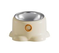 Ysyqkn Gamelle Chat Antidérapante Plate Incliné en Acier Inoxydable Nettoyage Facile Base Solide Adaptée à L'Alimentation Eau Chats Chiens Chiots Appartement, Brun Vanille