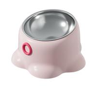 Ysyqkn Gamelle Chat Antidérapante Plate Incliné en Acier Inoxydable Nettoyage Facile Base Solide Adaptée à L'Alimentation Eau Chats Chiens Chiots Appartement, Rose
