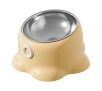 Ysyqkn Gamelle Chat Antidérapante Plate Incliné en Acier Inoxydable Nettoyage Facile Base Solide Adaptée à L'Alimentation Eau Chats Chiens Chiots Appartement, Jaune