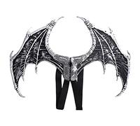 Ysyqkn Halloween Aile de Dragon Déguisement Cosplay Accessoire Démon 3D Cuir PU Résistant Adapté pour Garçons Filles Adultes Soirée Déguisée Carnaval P, Argent Noir