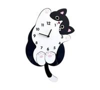 Ysyqkn Horloge Murale Chat Cartoon Montre Murale Suspendue En Bois Compressé Design Mignon Silencieux Non Effet Décoratif Adaptée pour Cadeau Anniver, avec queue pivotante, 30cmx40cm