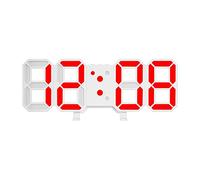 Ysyqkn Horloge Murale Numérique 3D LED Multifonction avec Réveil, Grand écran LED, Capteur de Température, Matériau PP, Idéale pour La Chambre, Rouge