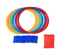 Ysyqkn Jeu de Marelle à 10 Cerceaux avec Connecteurs Antidérapants, Montage Facile, Idéal pour L'éducation Physique et Les Jeux D'extérieur, 38cm