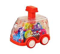 Ysyqkn Jouet Mécanique Gear Voiture Pull-back Musicale Rotation Transparente Apprentissage Ludique Simulation Développement Convient Enfants Motricité Imagin, Rouge
