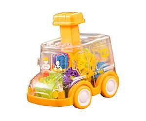 Ysyqkn Jouet Mécanique Gear Voiture Pull-back Musicale Rotation Transparente Apprentissage Ludique Simulation Développement Convient Enfants Motricité Imagin, JAUNE