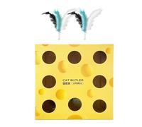 Ysyqkn Jouet pour Chat Électrique Interactif avec Boîte à Fromage et Plumes Automatiques Souris Qui Apparaît Carton Ondulé Renforcé Sensoriel Adapt, Plumes pour Boîte à