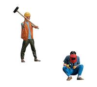 Ysyqkn Lot de 2 Figurines Miniatures En Résine (échelle 1/32) Représentant Des Ouvriers, Faites Main. Accessoire Idéal pour La Décoration de Votre Maison, Ba