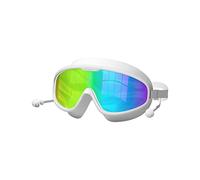 Ysyqkn Lunettes de Natation Grande Taille Étanche avec Protection Silicone Verres Antibuée Faciles à Porter Réglables et Confortables Usage pour Adultes, Placage Blanc en boîte