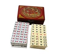 Ysyqkn Mah Jong Jeu Traditionnel Chinois Mini Set Portable Boîte En Bois Compacte Tuiles Faciles à Lire Adapté Aux Débutants Parfait pour Jeux Famille Soirée, Double couleur