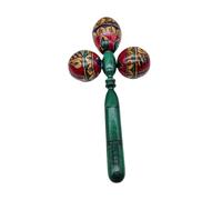 Ysyqkn Maraca Instrument de Musique Percussion Bois Shaker Rumba Accompagnement Unique Structure Triple Tête Fabrication Artisanale Adapté Enfants Adultes, Vert