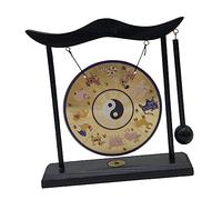Ysyqkn Mini Gong Chinois à Poser Cloche de Laiton avec Support En Bois Carillon de Vent Artistique Accessoire de Percussion Adapté pour Méditation Bureau Mai, Stylee