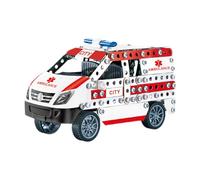 Ysyqkn Model Car Kits Jeu de Véhicules à Construire Kit Éducatif Métal Assemblage DIY Développement Des Compétences Scientifiques et Créativité Adapté Aux En, Ambulance