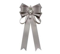 Ysyqkn Nœud Papillon Broche Ruban Accessoire Décoratif Épinglette Bijou Perle pour Habit Chemise Robe Adapté Aux Femmes Hommes 11cmx2, Gris