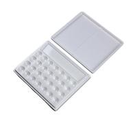 Ysyqkn Palette de Peinture Aquarelle à 28 Compartiments, 18,5 X 15 Cm, Palette Rectangulaire Blanche pour Le Mélange de Peintures, Idéale pour Les Artistes, avec Un Couvercle