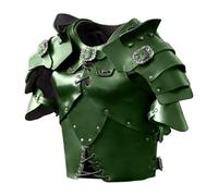 Ysyqkn Plastron Médiéval Armure Poitrine Cuir PU Ornée de Rivets Ceinture Réglable Costume Cosplay Fantaisie Élégante Approprié pour Scène Spectacle Bal, Vert