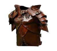 Ysyqkn Plastron Médiéval Armure Poitrine Cuir PU Ornée de Rivets Ceinture Réglable Costume Cosplay Fantaisie Élégante Approprié pour Scène Spectacle Bal, Brun