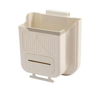 Ysyqkn Poubelle de Salle de Bain Murale Corbeille de Cuisine Suspendue Boîte à Ordures Slim Bac à Déchets Pliable Facile à Installer Adaptée à La Maison Bure, 25x12x20cm Beige