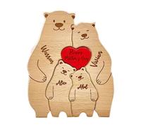 Ysyqkn Puzzle Ours En Bois Famille Composé de Sculpture Artisanale Jouet Éducatif Forme Décorative Souvenir Commémoratif Adapté pour Bureau Décoration Intéri, 4 ours