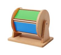 Ysyqkn Rotating Drum Tambour Sensoriel Bébé Roue Éducative Miroir Jouet en Bois Textile Rotatif pour Auditive et Visuelle Parfait pour Cadeau