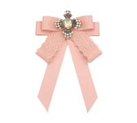 Ysyqkn Ruban Nœud Papillon Broche Brosse Collier Fille Polyvalent Facile à Mettre Unicité Style Uniforme Adapté Au Bureau Réunions Fêtes Club Cadeau D'Annive, Rose