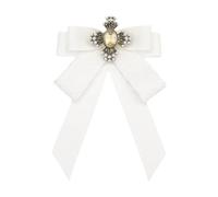 Ysyqkn Ruban Nœud Papillon Broche Brosse Collier Fille Polyvalent Facile à Mettre Unicité Style Uniforme Adapté Au Bureau Réunions Fêtes Club Cadeau D'Annive, Blanc