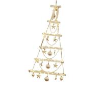 Ysyqkn Sapin de Noël Mural Suspendu avec Ornements En Bois Lumineux Étoile sur Le Dessus Structure Solide pour Installation Murale Adapté pour Maison Bureau, Blanc