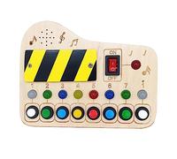 Ysyqkn Tableau d'Activités Planche Sensorielle Bois Jouet Éducatif Musical Bouton à Led Apprentissage Précoce pour Enfants Maternelle Cadeau