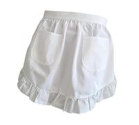 Ysyqkn Tablier de Cuisine Tablier Court Tablier de Serveur Tablier à Lacets en Polyester avec Décoration Dentelle et Option DIY Adapté pour Café Femme, blanc
