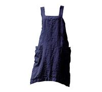 Ysyqkn Tablier de Cuisine Unisexe avec Bavette Poches Croisée Sangle Épaules Coton Lin Adapté pour Cuisiniers Serveurs Serveuses Atelier Peinture Jardinage, bleu, L