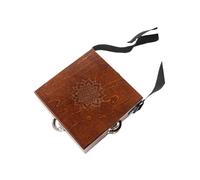 Ysyqkn Tambour à Main Portable, Instrument de Percussion En Bois, Format Compact et Bandoulière Réglable, pour Enfants et Adultes, Ateliers, Carré Marron