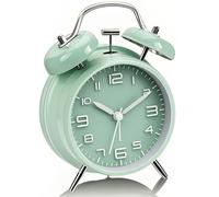 YsyYey Réveil analogique à double cloche, extra fort pour gros dormeurs, sans tic-tac, fonctionne avec piles avec veilleuse, réveil de chevet vintage en métal pour adultes, adolescents et enfants