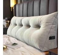 YSZBD Coussin De Lecture pour Lit Ou Canapé Triangulaire Coussin Dossier Canapé Coussin Tete De Lit Bebe Housse Amovible Rembourrée pour Plus De Confort,beigegray-180x50x20cm