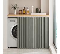 YSZBD Rideaux de Placard, Rideaux pour étagères de Cuisine, Rideaux Courts de Style café pour sous l'évier avec Tringle Auto-adhésive - Imperméables/Anti-poussière(Grey,H100cm/W180cm)