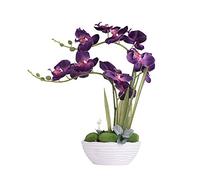 YSZL Grande orchidée Artificielle en Pot, Arrangement de Fleurs en Soie avec Vase en céramique, Violet foncé