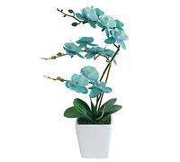 YSZL Orchidée Phalaenopsis Artificielle en Soie de 38,1 cm de Haut (Bleu doré)