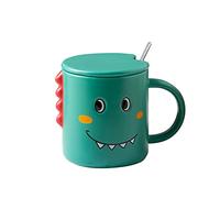 YT-KOKE Mug à Café Céramique de Dinosaure de Dessin Animé, Tasses de Beaux Animaux, Tasse Céramique pour Enfants, Tasse de Lait, Cadeau de Noël pour Garçons et Filles (Green)