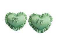YT-KOKE Pack of 2 Ruffled Heart-Shaped Throw Pillow Sham, 16 x 20 inch Solid Bow Cushion Case, Velvet Heart Pillow Covers for Wedding Sofa Bed Decoration (Green)