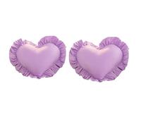 YT-KOKE Pack of 2 Ruffled Heart-Shaped Throw Pillow Sham, 16 x 20 inch Solid Bow Cushion Case, Velvet Heart Pillow Covers for Wedding Sofa Bed Decoration (Purple)
