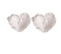 YT-KOKE Pack of 2 Ruffled Heart-Shaped Throw Pillow Sham, 16 x 20 inch Solid Bow Cushion Case, Velvet Heart Pillow Covers for Wedding Sofa Bed Decoration (White)