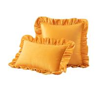 YT-KOKE Pack of 2 Solid Color Ruffled Pillow Covers, Soft Rustic Velvet Pillowcases, Decorative Ruffle Cushion Cover for Sofa Chair Home Decor (Orange)