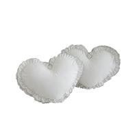 YT-KOKE Ruffle Pillow Cases, White Ruffled Pillow Covers Set of 2, Polyester Wrinkle Resistant Pillow Shams with Zipper Closure for Sofa Bed Living Room (Heart-30 x 40cm+3cm Border)