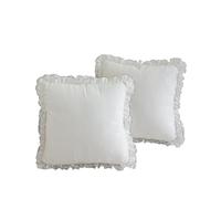 YT-KOKE Ruffle Pillow Cases, White Ruffled Pillow Covers Set of 2, Polyester Wrinkle Resistant Pillow Shams with Zipper Closure for Sofa Bed Living Room (Square-40 x 40cm+3cm Border)