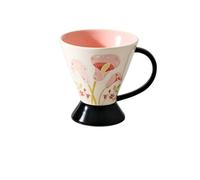 YT-KOKE Tasses en Porcelaine à Motif Floral Rétro, Tasse à Thé Haute en Céramique de Café 11 OZ avec Poignée, Tasses à Boire pour Latte, Thé, Cacao (White Arum Lily)