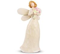 YT3 Studio Figurines d'ange gardien sculptées à la main tenant une fleur - Figurine de collection - Cadeau pour femmes et filles - Décoration d'intérieur pour Noël, anniversaire, fête des mères