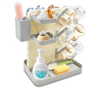 YTACREA Egouttoir Biberon Bebe, Seche Biberon Bebe Vertical avec Plaque Perforée, Arbre a Biberons Amovible Sans BPA pour Bouteille, Tetine,Goupillon, Accessoire Poupon, Puericulture Bébé, Gris